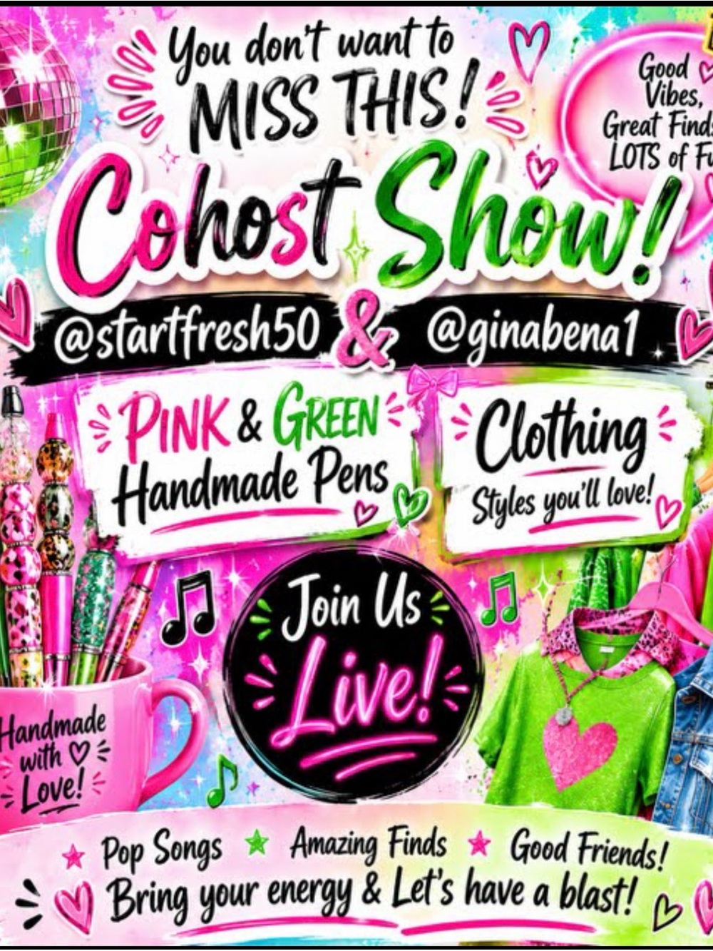 6/4  @11:00 AM EST EVERYTHING PINK & Green with @ginabena1 & @startfresh50